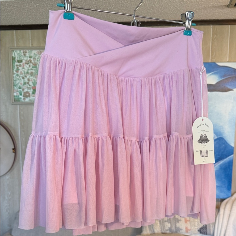 Chic Pale Pink Tiered Mini Skirt